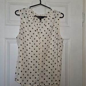 Banana Republic Cream and Black Polka Dot Blouse